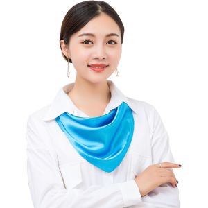 VIVAZ Solid Color Silk Scarf 6060cm Imitation Silk Neckerchief Durable Elegant Bandana Neckerchief Women