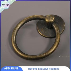 Aokago ที่จับประตูเฟอร์นิเจอร์ห่วงทรงกลมสไตล์วินเทจ2ชิ้นมือจับลิ้นชักตู้อัลลอยสำหรับแต่งตัว