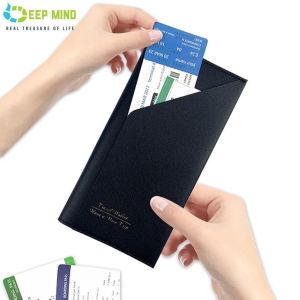 DM Travel Passport Long Holder PU Leather Passport Protective Cover With Multi-Card Slot SIM Card Slot