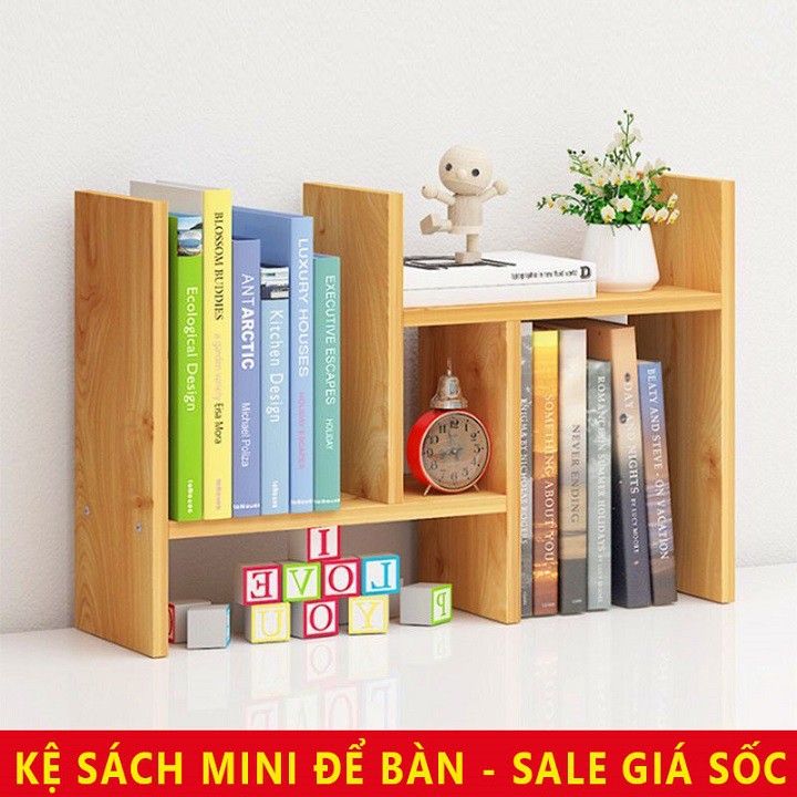 Kệ sách gỗ để bàn lắp ghép KS01 - Kệ sách gỗ để bàn giá rẻ, hàng lắp ráp thông minh, đựng đồ đa năng