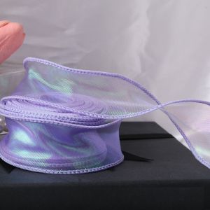 Ruy băng voan 4cm viền sóng màu cầu vồng