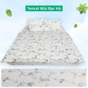Bộ Chăn Ga Gối Tencel Hương Bạc Hà Chagota Bedding Size 1m6x2m hoặc1m8x2m Tinh chất Bạc Hà kháng Khuẩn Nhiều Hoạ Tiết