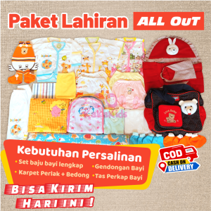 Paket Lahiran Bayi Baru Lahir Komplit - Bedong - Gendongan Bayi - Tas Baby Bahan Katun 100% Hadiah Set Usia 0–3 Bulan