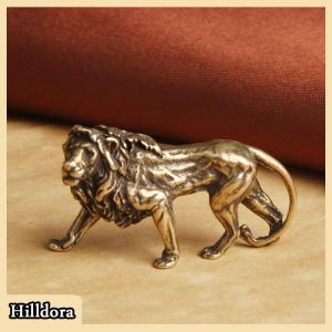 [Hilldora] Pure Copper Majestic Lion King Miniatures Figurines Desk Decorations Vintage Brass Mini Animal Statue Home Decor Ornaments Craft