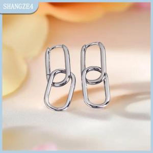 【SHANGZE4】 Cá Nhân Hình Học Hình Bầu Dục Bông Tai Thiết Kế Mát Mẻ Kim Loại Phong Cách Tai Clip Đơn Giản Và Linh Hoạt Bông Tai