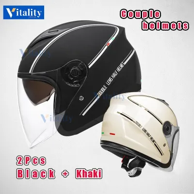 Dual Visor Helmet Half Face for Motorcycle Men Women Open Face Cycling/Bicycle/motor Helmet Couple