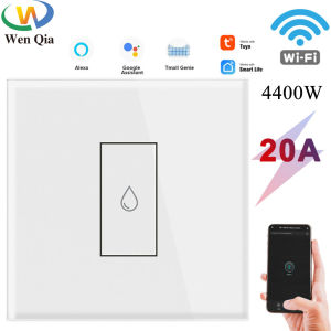 WenQia Công Tắc Máy Nước Nóng WiFi Công Tắc Treo Tường Thông Minh Tuya Với Tấm Kính Cường Lực Công Tắc Điều Hòa Công Suất Cao 1 Chiều 20A 4400W Hoạt Động Với Alexa/Tmall Genie