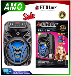 【 AMO】New Mega pro FPA-216 6.5" LED Light Bluetooth Party Portable Speaker With USB/SD/BT/FM Free 1 Pcs wired MIC