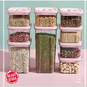Airtight Food Storage Container Twist Lock Transparent Stackable Kitchen Organiser Vacuum Sealed