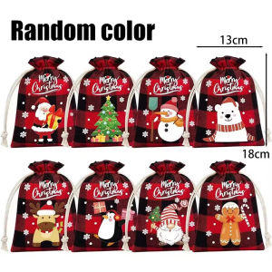 20Pcs Giáng Sinh vải bố dây rút Túi Kẹo Bánh Quy Trang Sức Quà Tặng Túi Gói Xmas Trẻ Em Ủng Hộ Lưu Trữ Túi