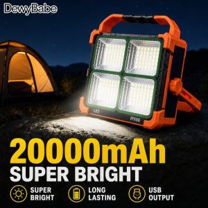 Solar Rechargeable Led Camping Lantern Magnetic Work Light Tent Lamp Power Bank Sos Waterproof