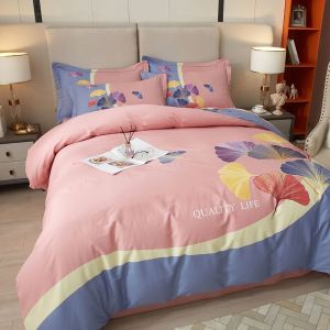 100% Cotton Thickened Four-Piece Set 100% Pure Cotton Brushed Large Floral Wedding Bedding Set Four Seasons Quilt Cover Bed Sheet LZD
