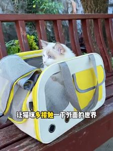 AimayaPet Breathable Cat Bag Foldable Pet Bag Outdoor Travel Large Space Pet Carrier Backpack