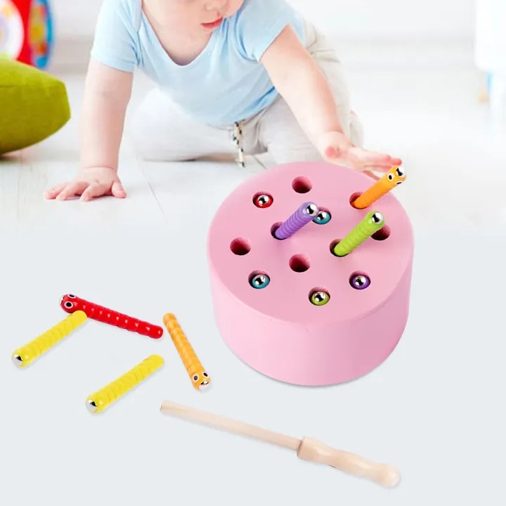 Pecine Worm Toys Educational Fine Motor Skills Color Cognitive Wooden ...