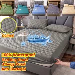 3 in1 Waterproof Bed Sheet Garterized Mattress Cover 2 Pcs Pillowcase & 1 Fitted Sheet Single/Double/Family/Queen/King Size