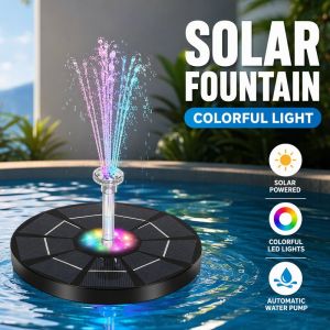 LED Solar Fountain Pump Colorful Floating Water Sprayer With Lights Garden Decoration Outdoor For Bird Bath Pond Decor