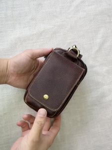 NZPJ Genuine Leather Mens Waist Bag Top Layer Cowhide Fashion Hook Bag Leisure Belt Bag 6.5-inch Mobile Phone Bag2026