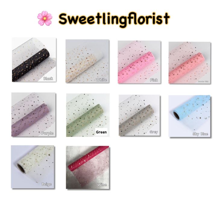 Flower Wrapping Paper Jaring Motif Bulan Bintang Lembaran 48 x 50cm ...