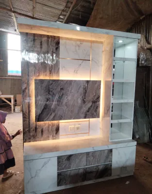 Backdrop Meja TV / Buffet TV HPL / Buffet TV Minimalis / Tempat TV Aesthetic / DROP ONLY