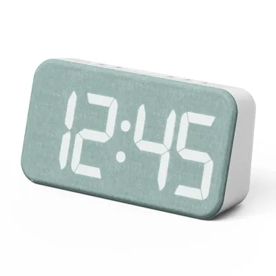 mooas Cosy Fabric LED Desk Clock Digital Clock with USB Charging Port 12/24H Mode Temperature Display Alarm & Snooze Cozy Atmosphere Non-Slip Silicone pad for Stability
