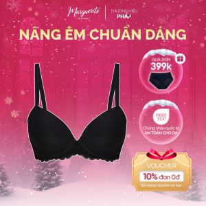 Áo ngực nữ Marguerite nâng vừa có gọng phối ren chân ngực chuẩn an toàn OEKO-TEX từ Corèle Pháp - 22132B