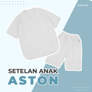 Amspro - Setelan Anak Laki-laki Baju Kaos Embos Casual Pakaian Anak laki-laki Fashion Kids Setelan Anak Aston