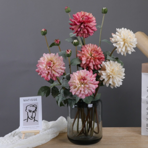 DFYER56 2 Heads Artificial Chrysanthemums Branch 80cm Real Touch Simulation Dahlia Flowers Photography Props Floral Art Silk Fake Flowers Home Decoration