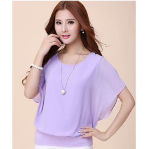 【S-5XL】korean style large womens clothes fat summer clothes batman short sleeve thin chiffon shirt for women casual blouse tops