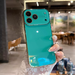 Deluxe Plating Tempered Glass Backplane Phone Case For iPhone 17 16 15 14 Pro Max Candy Glossy Camera Lens Protection Hard Cover