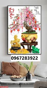 Tranh gạch 3D hoa đào
