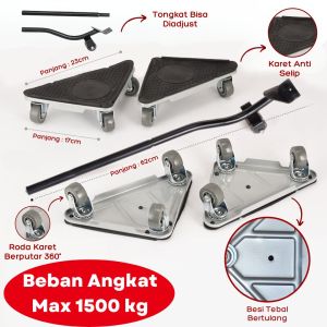 Alat bantu pindah barang berat praktis dengan roda 360 drajat Alat bantu pindah barang berat praktis dengan roda 360 drajat 1500kg