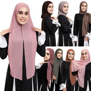 ROUGH SUCCESSFUL77RO7 ic Buckle Instant Chiffon Hijab Ready to Wear Large Size Hijab Scarf Plain Long Shawl For Women