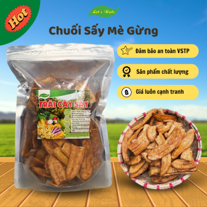 Chuối sấy mè gừng Lets Nuts túi 500g cuối sấy giòn ngọt thơm món ăn vặt đỉnh cao cho các tín đồ ăn vặt