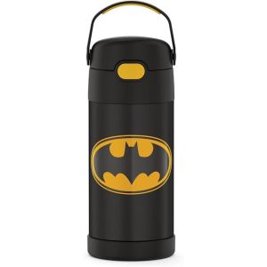 Authentic Thermos Funtainer 12 Ounce Straw Water Bottle Stainless Steel Kids Disney Princess Cars Paw Patrol Marvel Avengers Cocomelon Pokemon Batman Sonic Hedgehog Gabbys Mario Scooby Doo Stitch Encanto