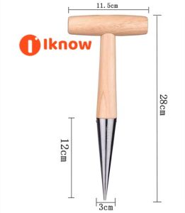 ฉันรู้ว่า Dibber สแตนเลสสำหรับปลูกต้นไม้กลางแจ้งอุปกรณ์เสริมดินคลายเครื่องมือด้ามไม้พืชที่เจาะรูทนทานใช้งานได้จริงในสวน