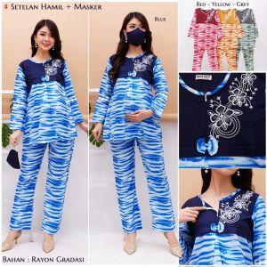 Floline Ols - Setelan PP Baju Hamil Menyusui Tye Die & Set Hamil Gratis Masker