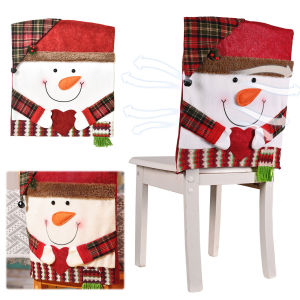 COD [Free Shipping] Christmas Chair Covers Santa Snowman Set 2 Pcs Festive Home Décor for Holiday Celebration