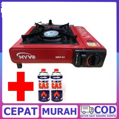 PAKET KOMPOR PORTABLE MYVO FREE 2 BH GAS KALENG