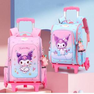 Christmas Gift Halloween HOT Kawaii Primary School Student Six-Wheel Trolley Schoolbag Kuromi Cartoon Water Proof Climb Stairs Bag School Starts Gift