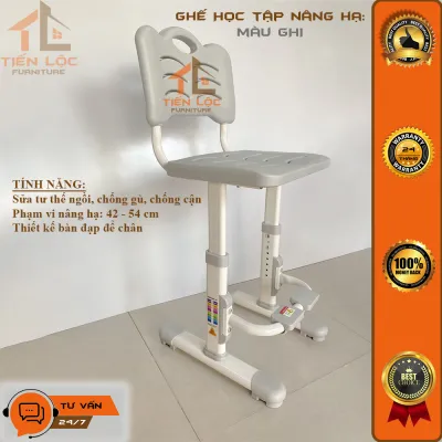 Ghế ngồi học cho bé nâng hạ chiều cao từ 42-54cm ghế học sinh có kệ để chân ổn định tư thế ngồi