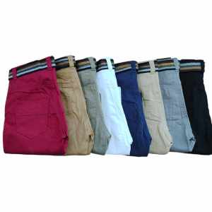 New High-Quality Kids Cotton Pants Full-Length Trousers for Boys with Belt - Sizes 3-14 Years
