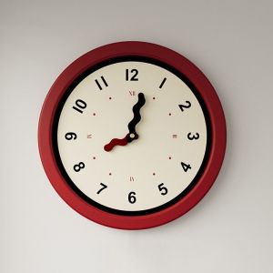 French Acrylic Red Living Room Wall Clock Retro Digital Pointer Clock With Pendulum Swing Silent Battery-OperatedFast shipping