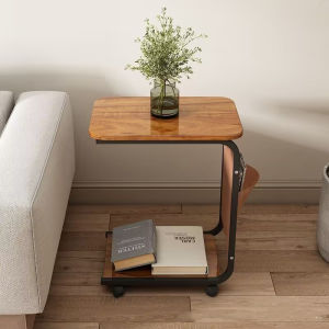 Living room side table Brown portable simple coffee table Bedroom storage table Sofa side table