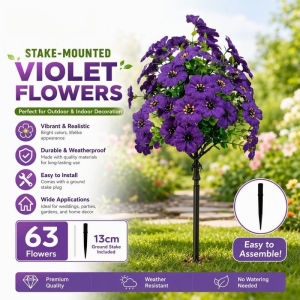 Artificial Violet Flower Garden Stake Bouquet Outdoor Wedding DecorPhoto PropLawn Ornament