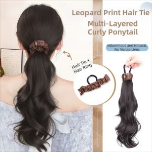 MAOMEI STUDIO Ponytail Holder Synthetic Wig Ponytail Hair Ties Vitality Fixed Elastic Hair Bands Ponytail Sweet Fluffy Long Wavy Ponytail Hair for Kids and Women