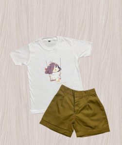 3S - Setelan celana hotpans anak cewe dan kaos distro cotton combed 30s usia 1-8 tahun