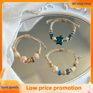 ✨QK shop✨ Boho Style Handmade Star Ceramic Bracelet For Women Girls Unique Ethnic Style Adjustable Bracelet Jewelry Accessories Gifts