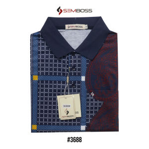 Kaos Kerah Pria Semboss Lengan Pendek Bahan Katun Adem Berkantong 3688