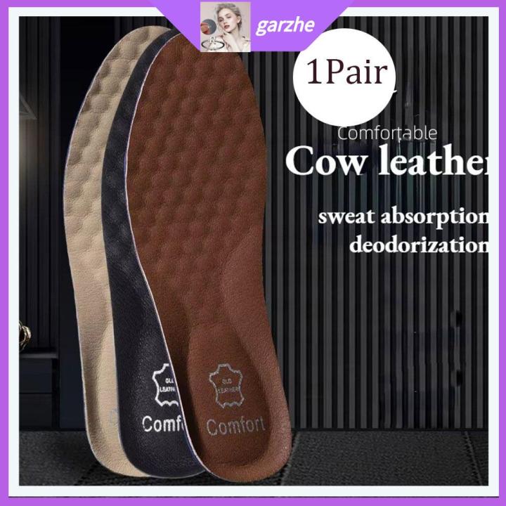 GARZHE24272 1Pair Shock-absorbing Leather Shoe Insoles Arch