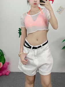 ชุดเซ็ตสไตล์พักผ่อน เสื้อครอปผ้าบาง + เสื้อตัวใน